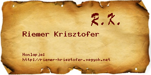 Riemer Krisztofer névjegykártya